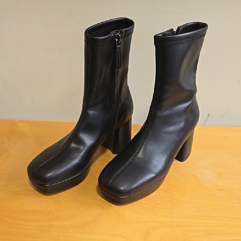 Aerosoles Mid Calf Boots With Chunky Block Heel